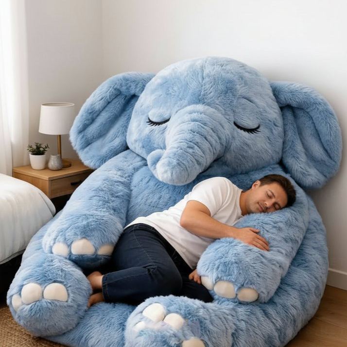 Giant Fluffy Elephant Plush Bean Bag Chair