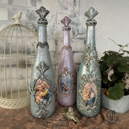 Vintage Cathedral: Ornate Acanthus Leaf & Saint Relief Jars (