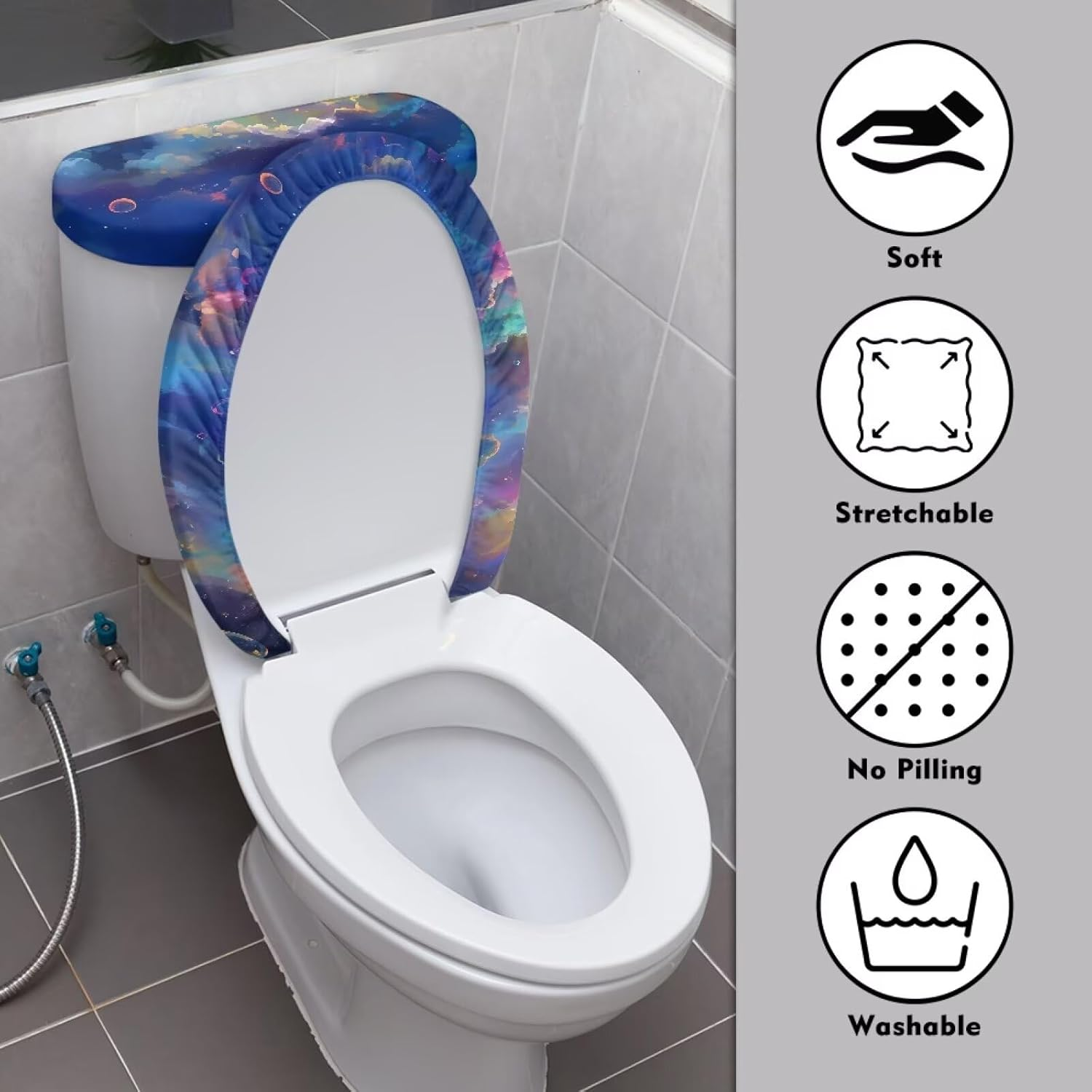 Hippie Bohemian Flower Peace Sign Soft Padded Toilet Seat Cover
