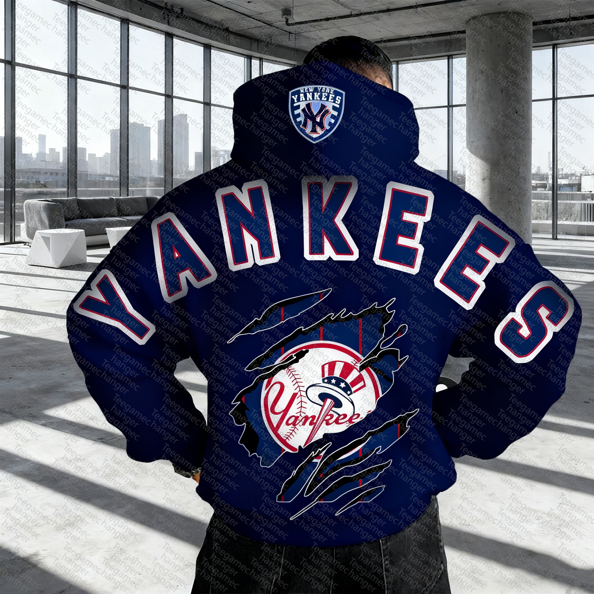 Unisex "New York Yankees" Graphic Streetwear Vintage Plush Hoodie