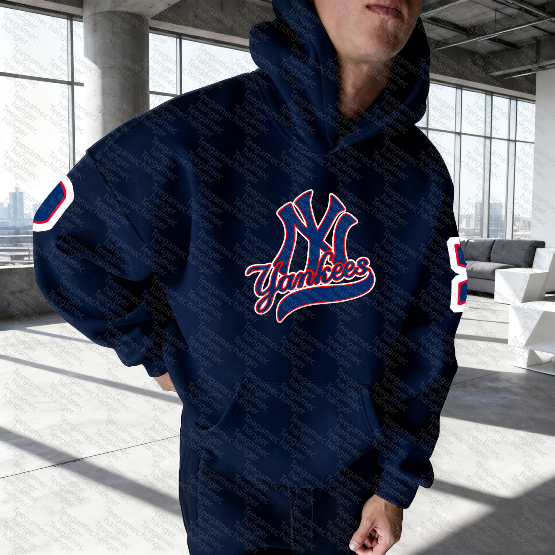 Unisex "New York Yankees" Graphic Streetwear Vintage Plush Hoodie