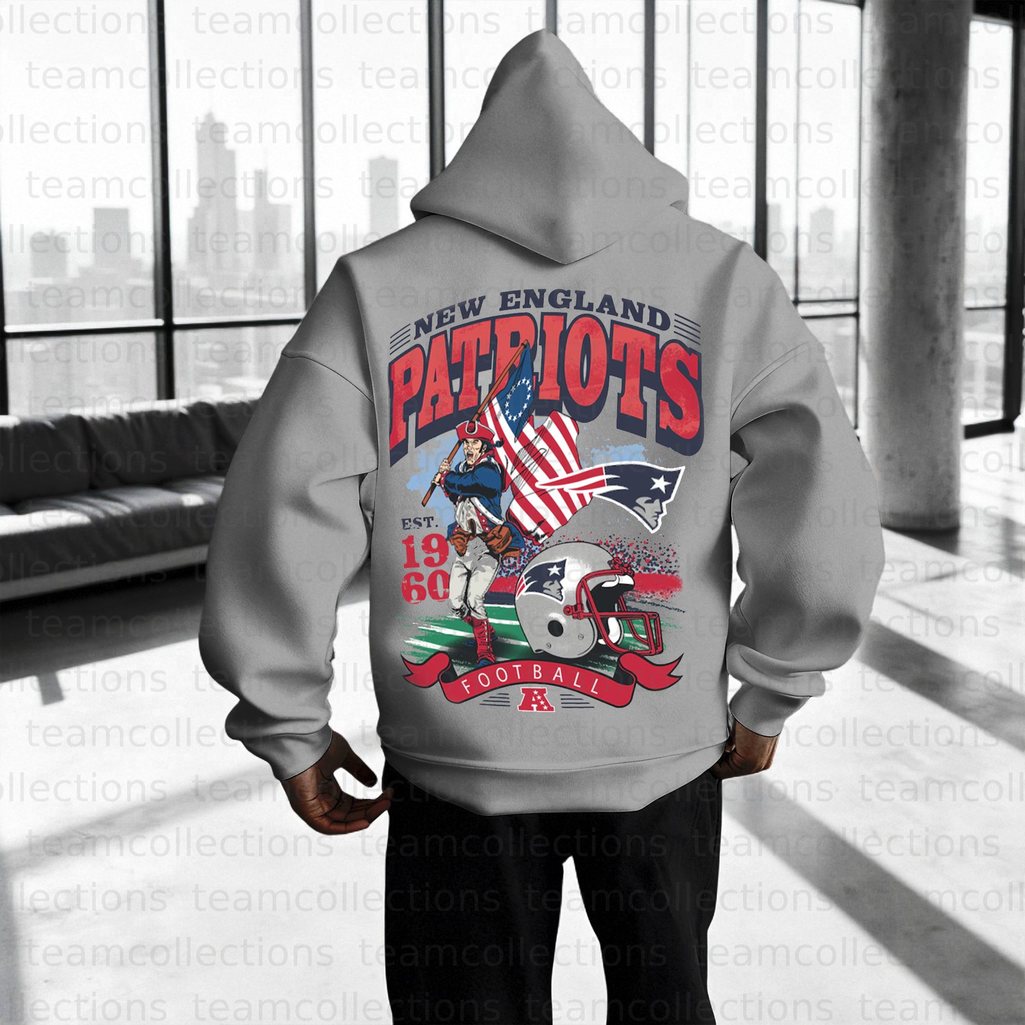 Unisex "New England Patriots" Graphic Streetwear Vintage Hoodie