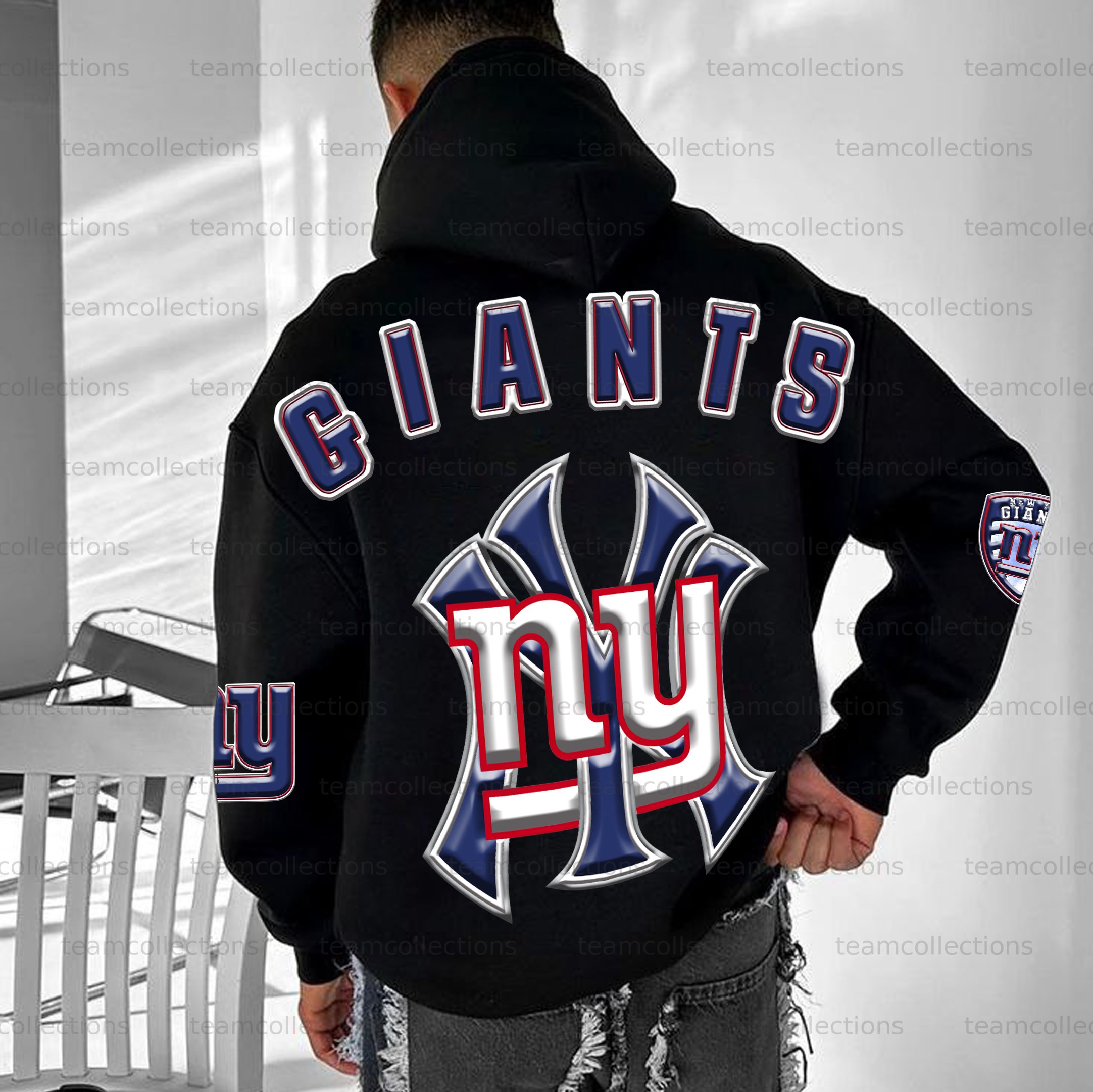 Unisex "New York Giants" Graphic Streetwear Vintage Plush Hoodie