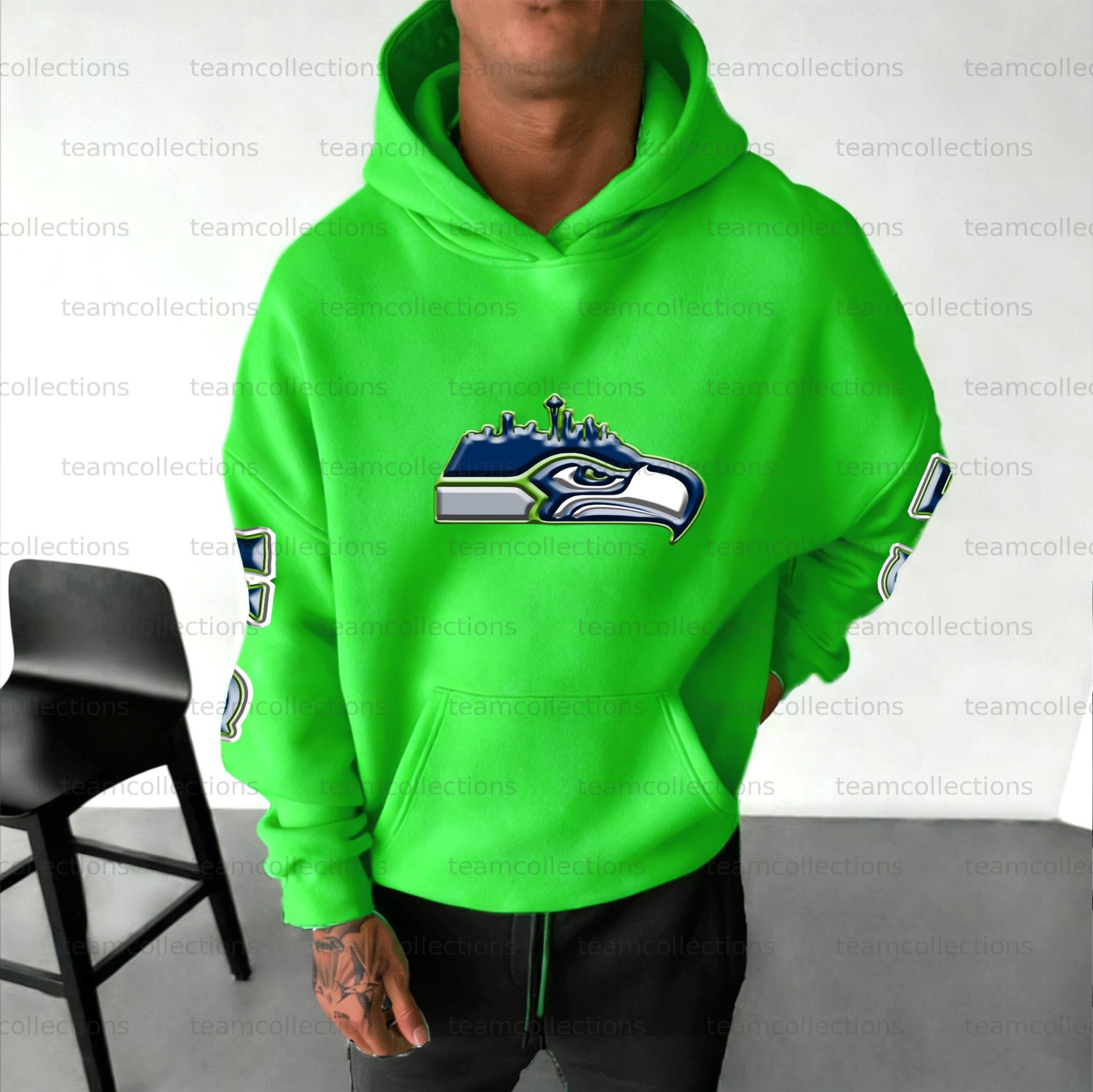 Unisex "Seattle Seahawks" Graphic Streetwear Vintage Plush Hoodie