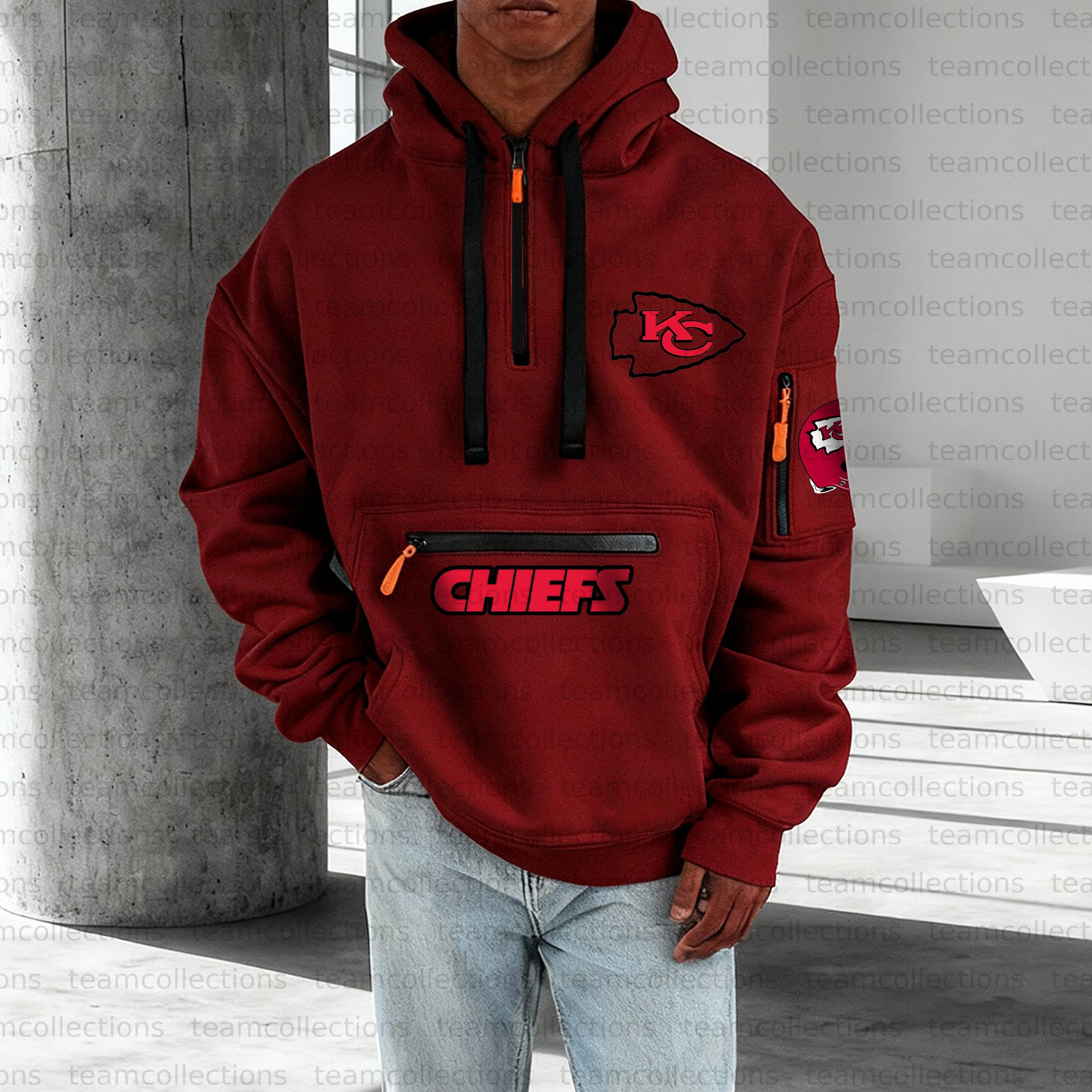 Unisex "Kansas City Chiefs" Graphic Streetwear Vintage Plush Hoodie