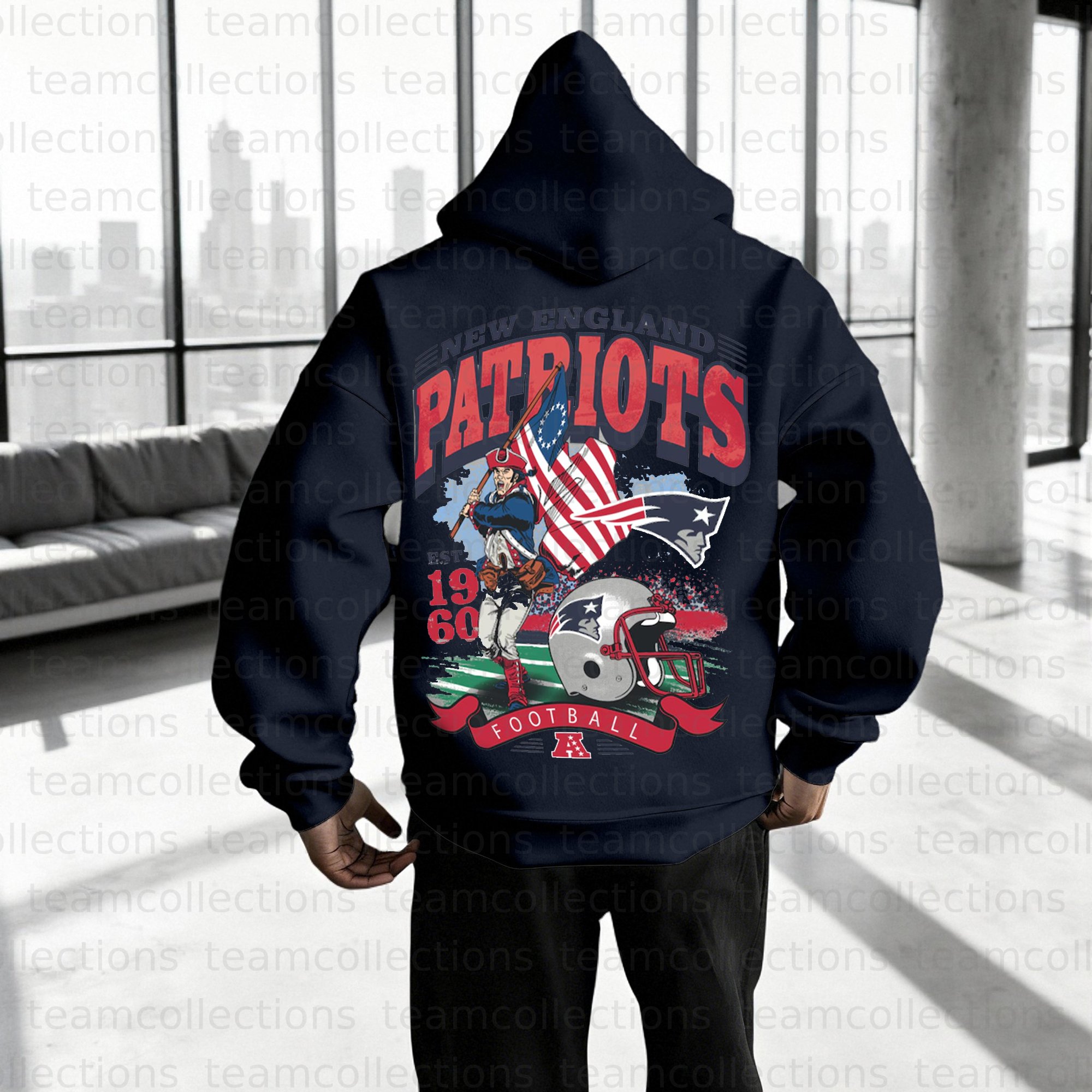 Unisex "New England Patriots" Graphic Streetwear Vintage Hoodie