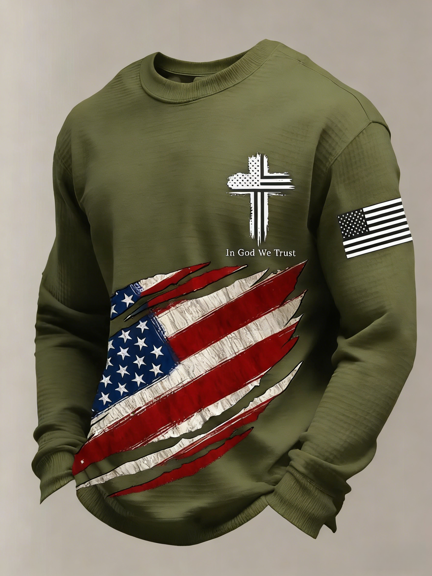 Men's Retro Faith Printed Casual Long-Sleeved Top