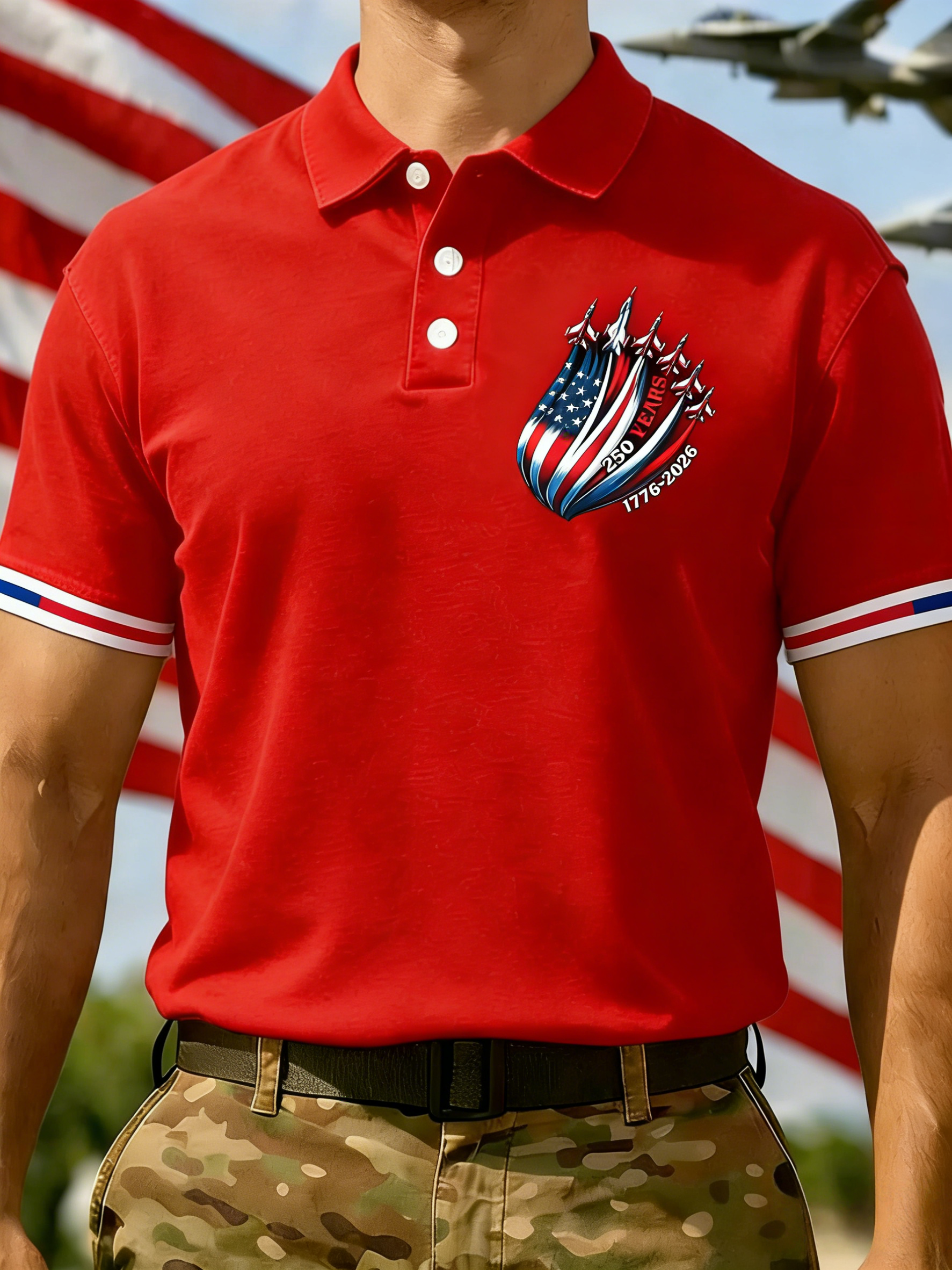 Men's 250th Anniversary Printed Casual Polo Shirt