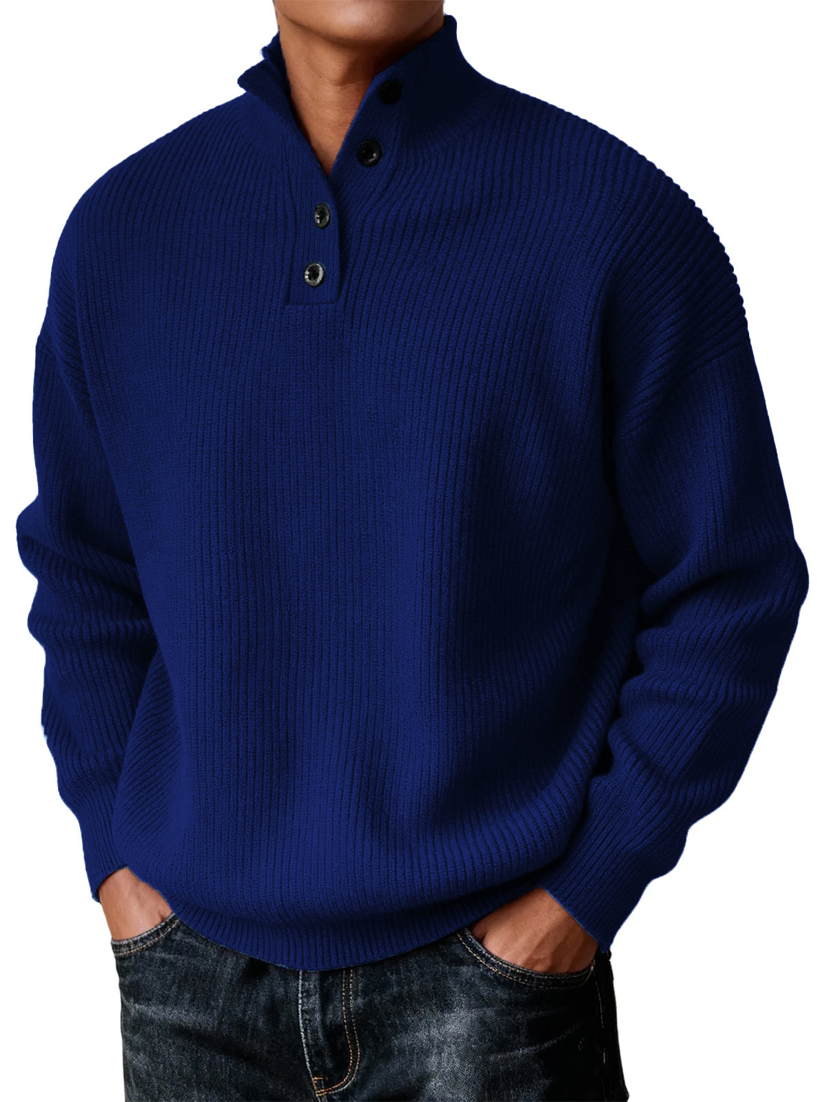 Men's knitted sweatshirt casual and versatile stand-up collar sweater