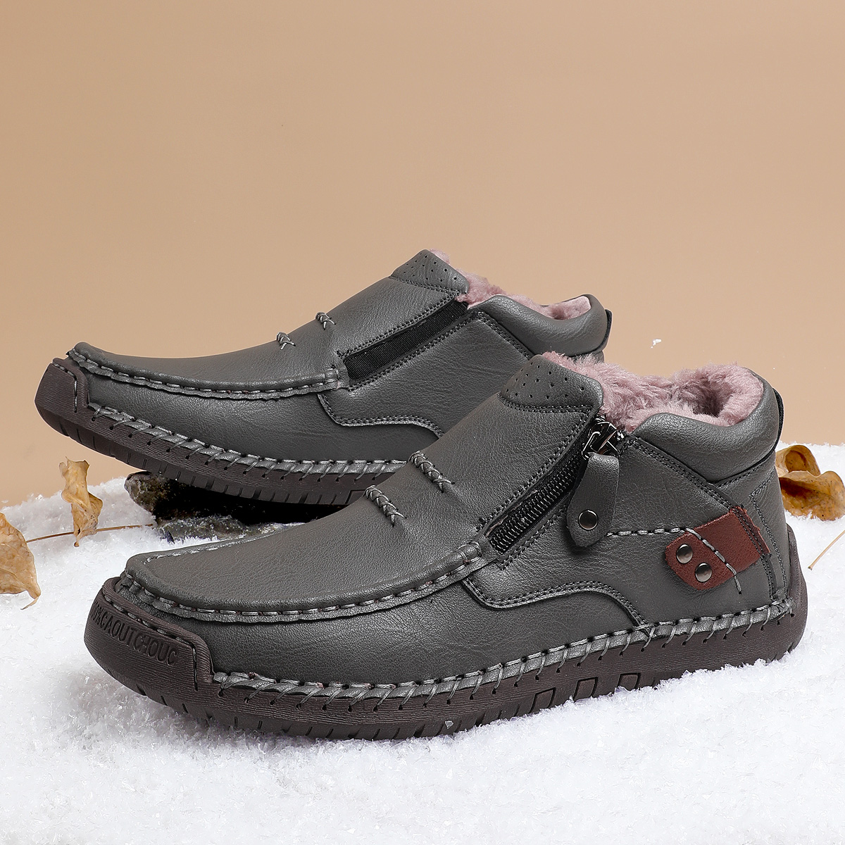 （Free shipping）⏰Limited Time Sale 70% OFF-Men’s Handmade Premium Leather Slip-On Driving Boots – Wide Toe, Arch Support, Waterproof, Pressure Relief, Non-Slip Sole&Warmth for Casual, Travel & Outdoor