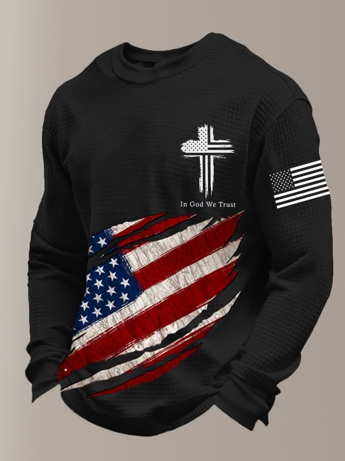 Men's Retro Faith Printed Casual Long-Sleeved Top