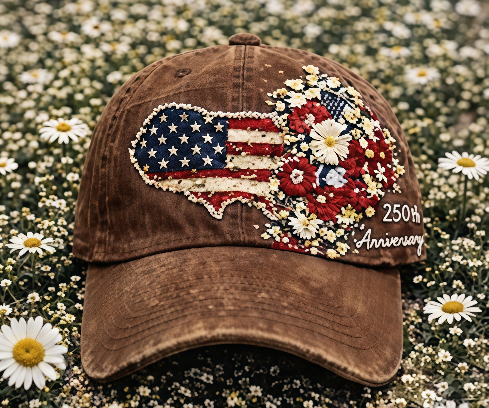 Retro 250th Anniversary Floral Art Print Casual Hat