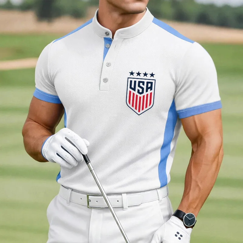 US 250th Anniversary Print Men's Golf Polo Shirt