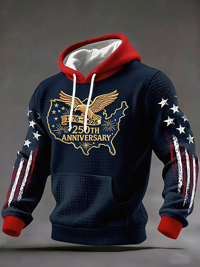 Men's Casual American 250th Anniversary Print Sweatshirt