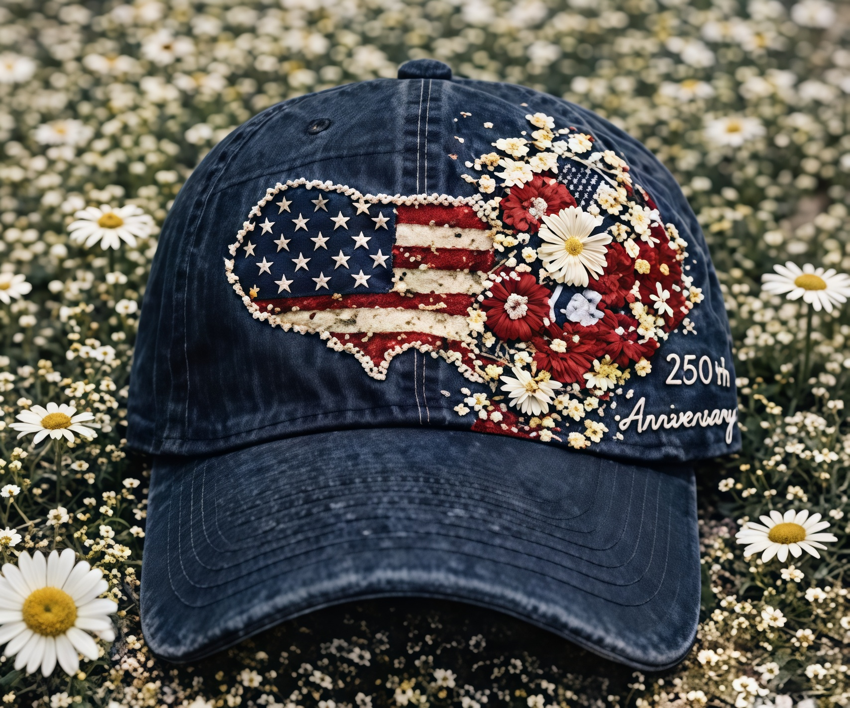 Retro 250th Anniversary Floral Art Print Casual Hat