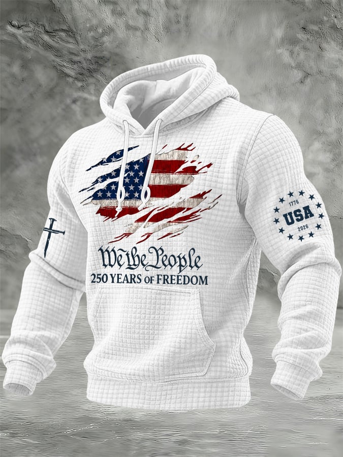 🎖️Men's 250th America Anniversary Casual Printed Checked Fabric Hoodie