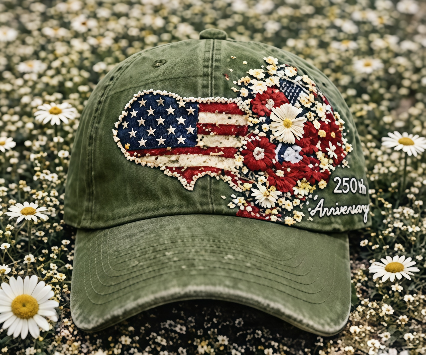 Retro 250th Anniversary Floral Art Print Casual Hat