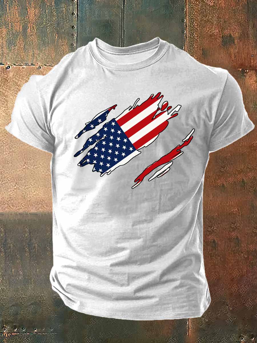 US Flag Printed Cotton T-Shirt