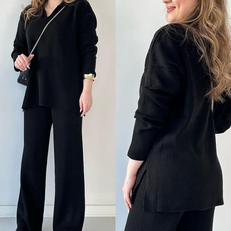 LAST DAY 🔥 V-neck casual slit knitted two-piece set