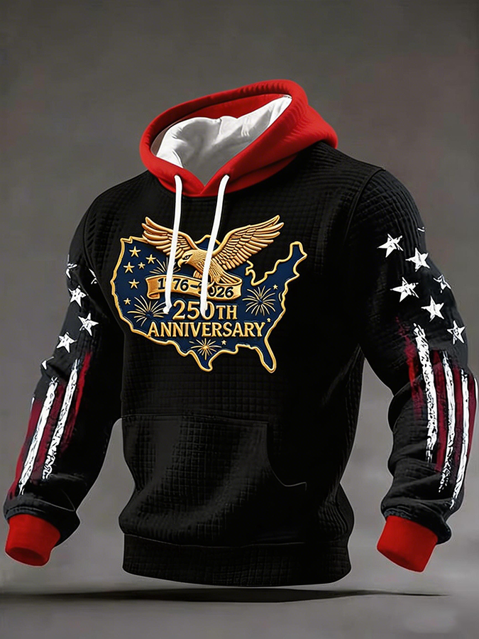 Men's Casual American 250th Anniversary Print Sweatshirt