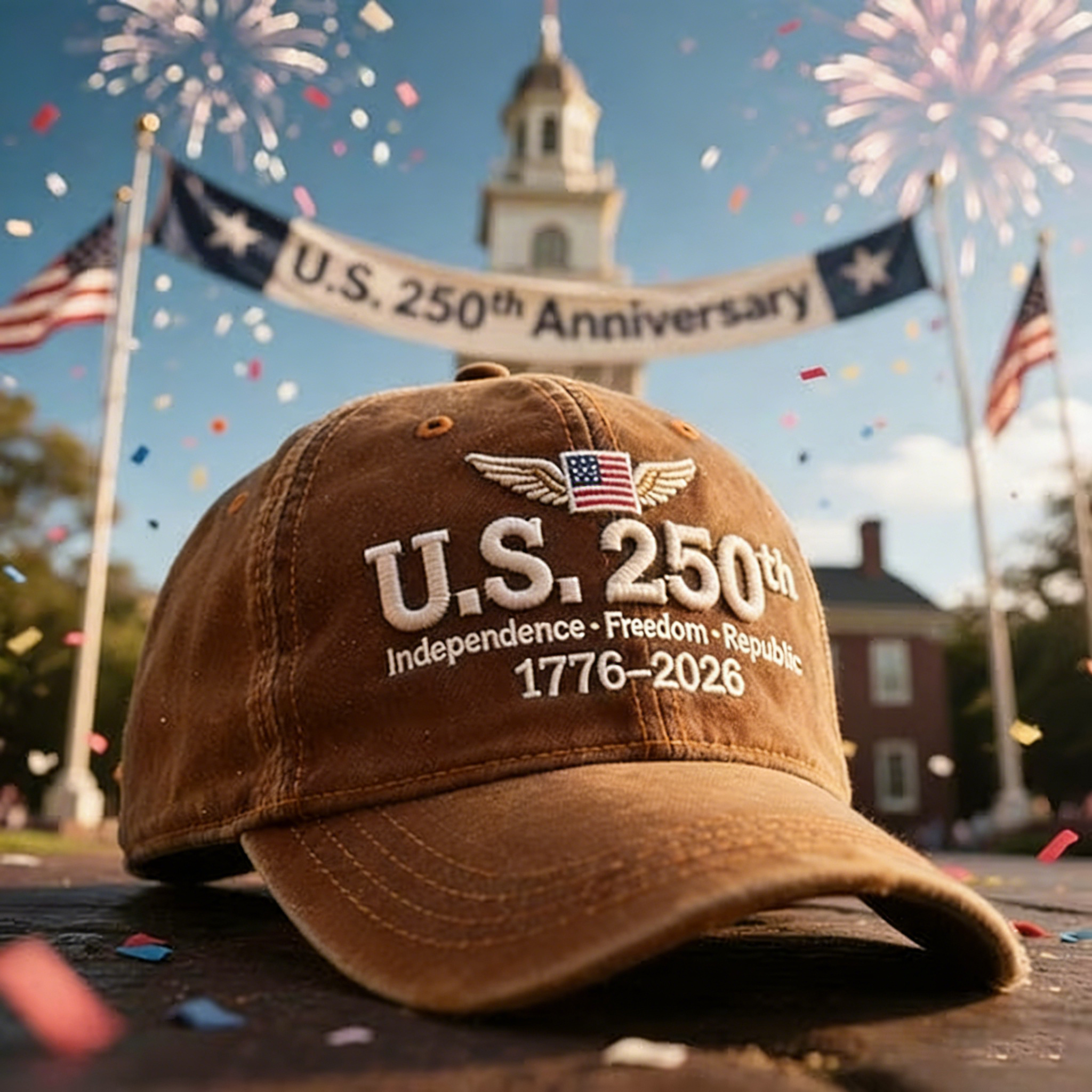 Unisex Casual Hat With A 250th Anniversary Of The United States Commemorative Print.