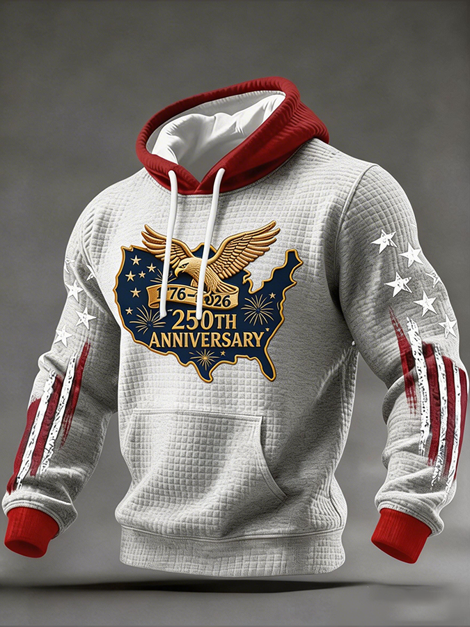 Men's Casual American 250th Anniversary Print Sweatshirt