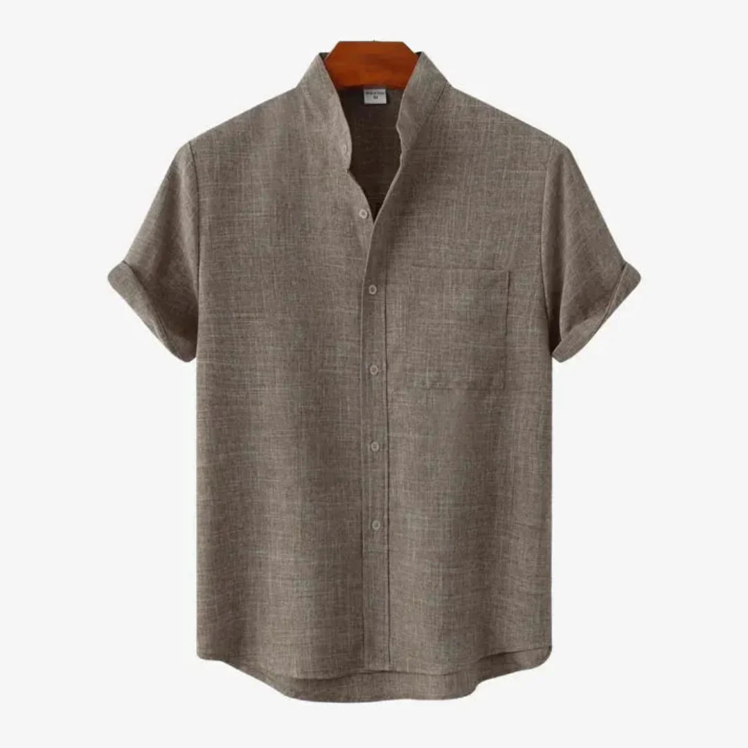 Misael | Neo Mandarin Collar Linen Shirt