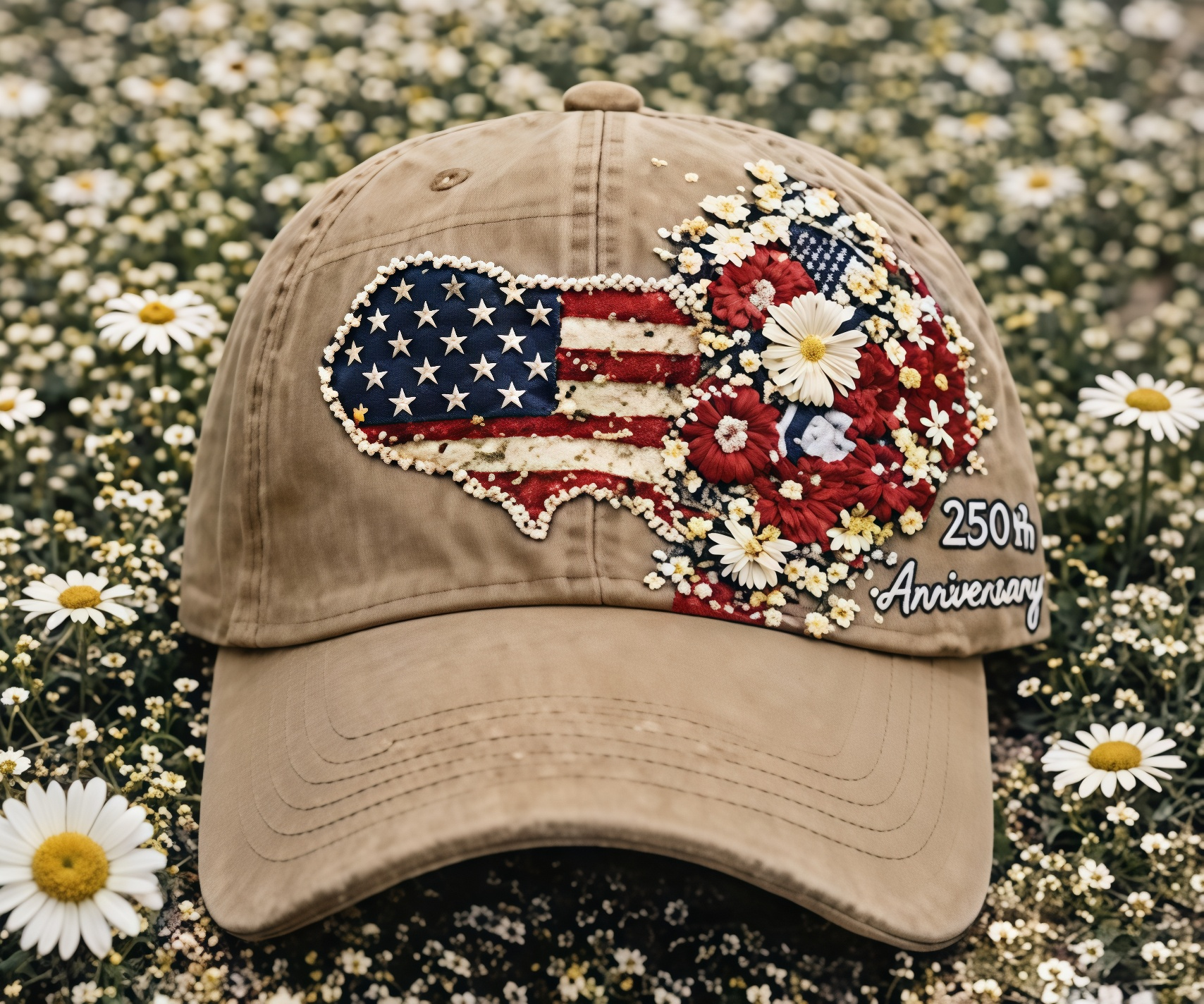 Retro 250th Anniversary Floral Art Print Casual Hat