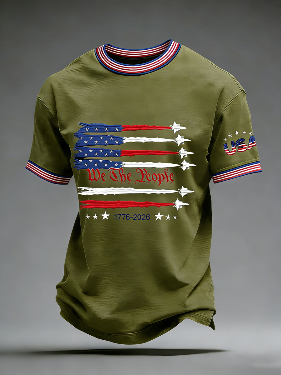 Men's USA 1776-2026 Print Casual T-Shirt