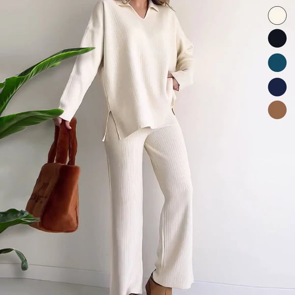 LAST DAY 🔥 V-neck casual slit knitted two-piece set