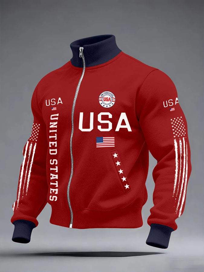 Men's Retro  With A Print Commemorating The 250th Anniversary Of The United States  Jackets