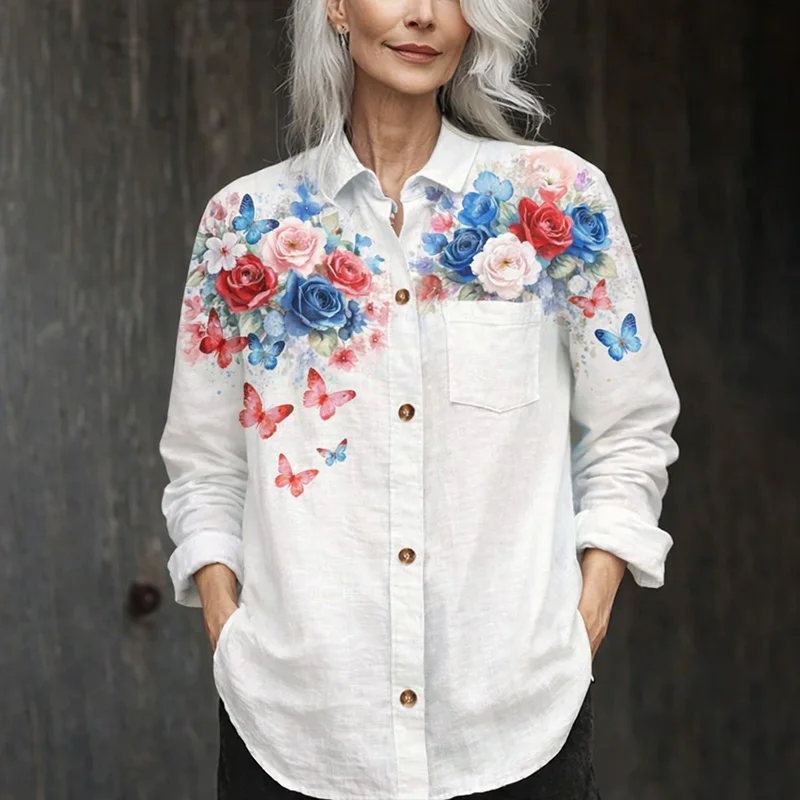 Women's 250th Anniversary Floral Print Casual Shirt
