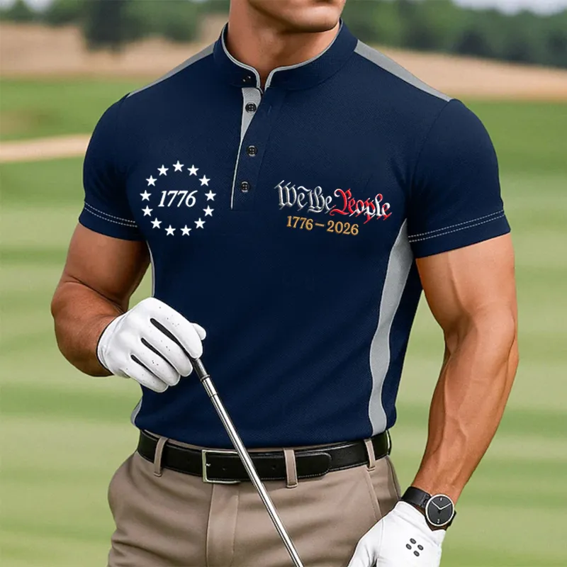US 250th Anniversary Print Men's Golf Polo Shirt