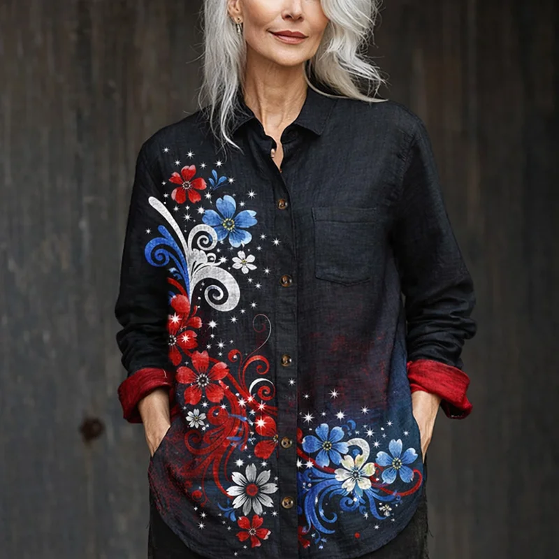 Women's 250th Anniversary Floral Print Casual Shirt