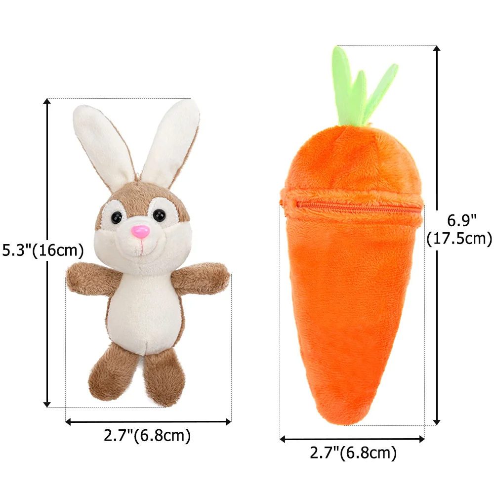 Personalized Little Bunny Hiding in A Zip-Up Carrot 100% Cotton Stuffed Plush Toy with Name and Keychain Easter Basket Stuffers Birthday Gift for Kids