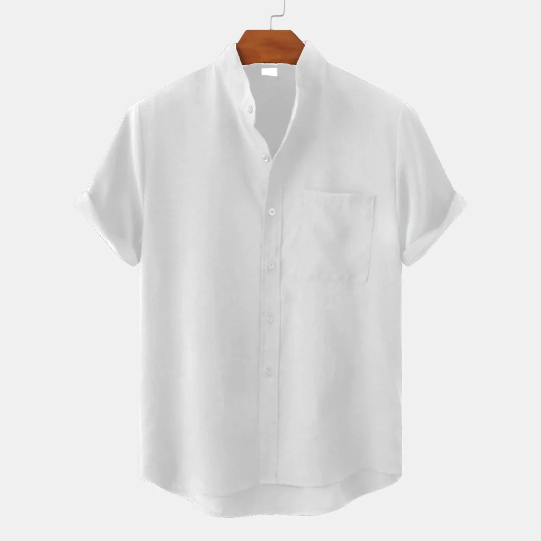 Misael | Neo Mandarin Collar Linen Shirt