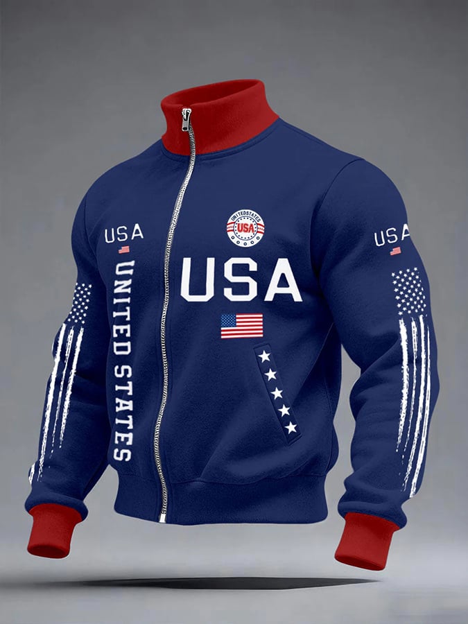 Men's Retro  With A Print Commemorating The 250th Anniversary Of The United States  Jackets