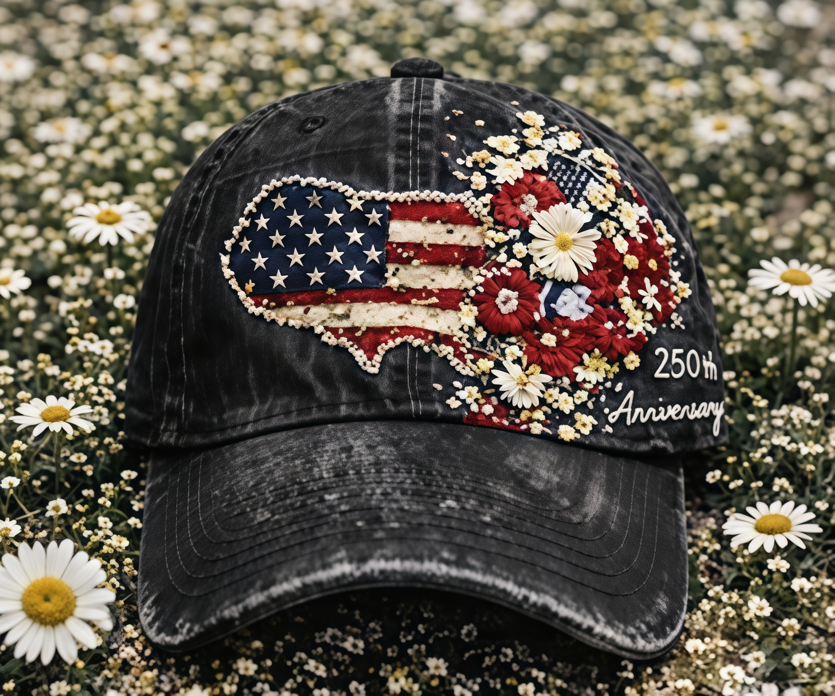 Retro 250th Anniversary Floral Art Print Casual Hat