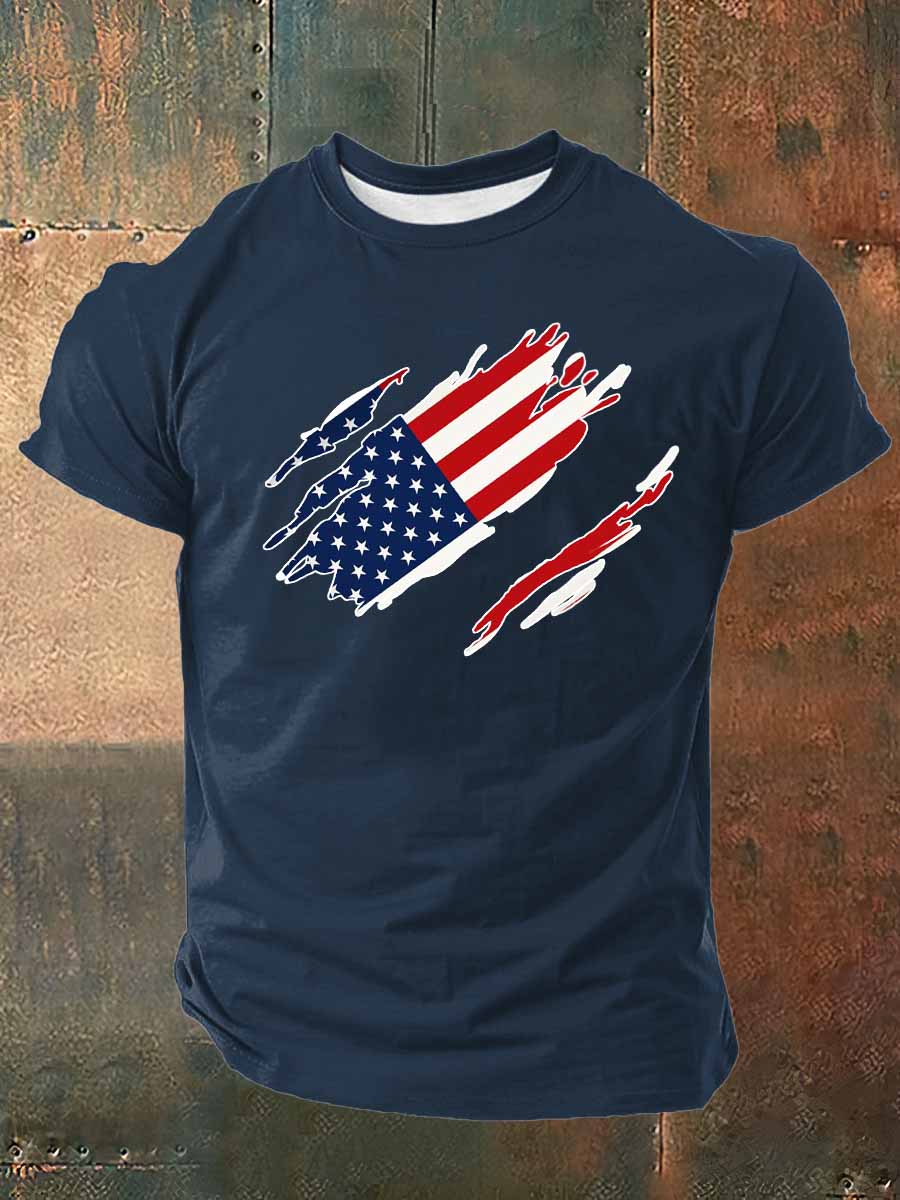 US Flag Printed Cotton T-Shirt