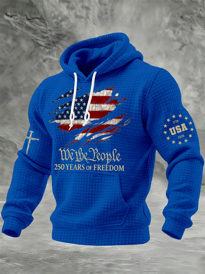 🎖️Men's 250th America Anniversary Casual Printed Checked Fabric Hoodie