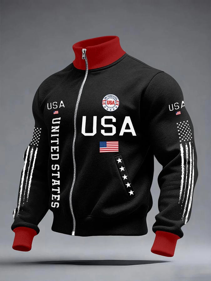 Men's Retro  With A Print Commemorating The 250th Anniversary Of The United States  Jackets