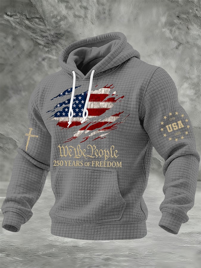 🎖️Men's 250th America Anniversary Casual Printed Checked Fabric Hoodie