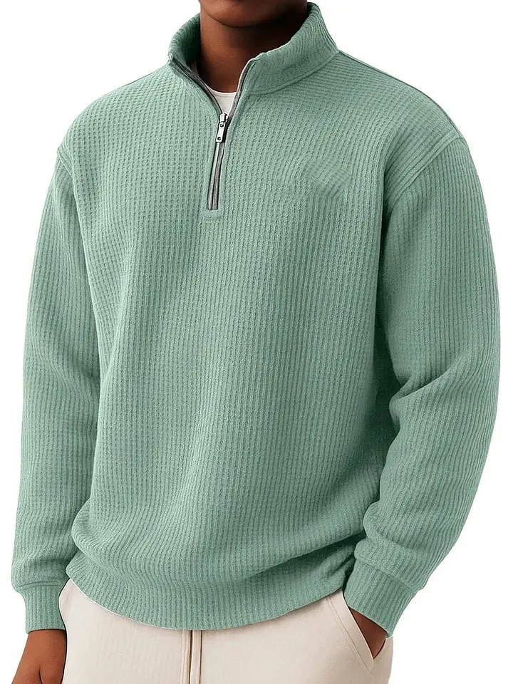 Men's Simple Casual Quarter Zip Long-sleeved T-shirt
