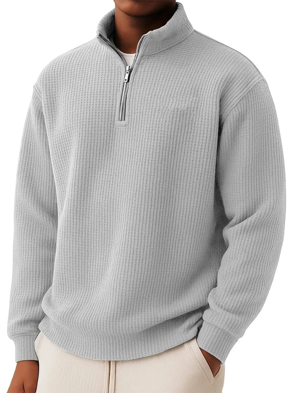 Men's Simple Casual Quarter Zip Long-sleeved T-shirt