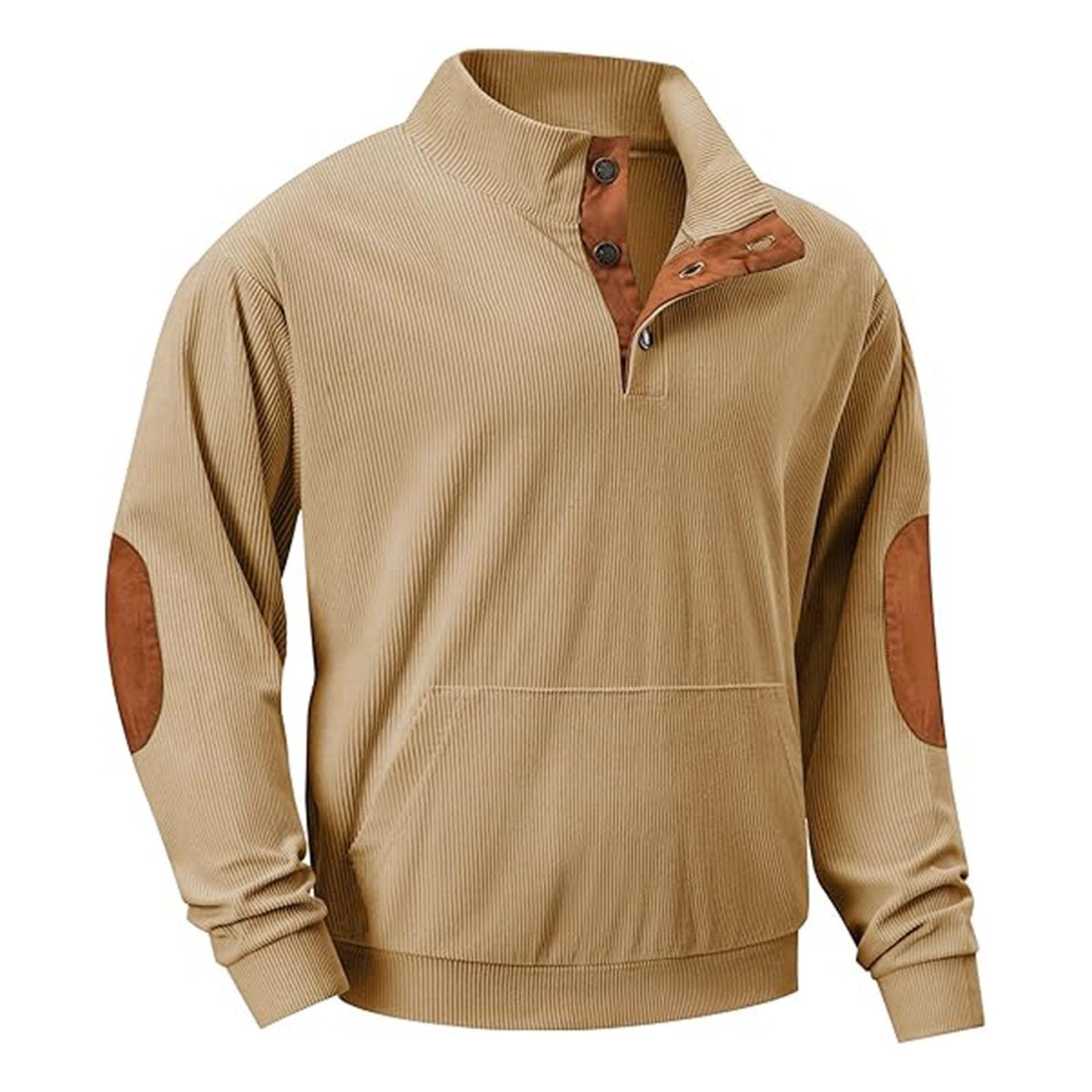 Men's Casual Long Sleeve Stand Collar Pullover Sweatshirts With Pocket