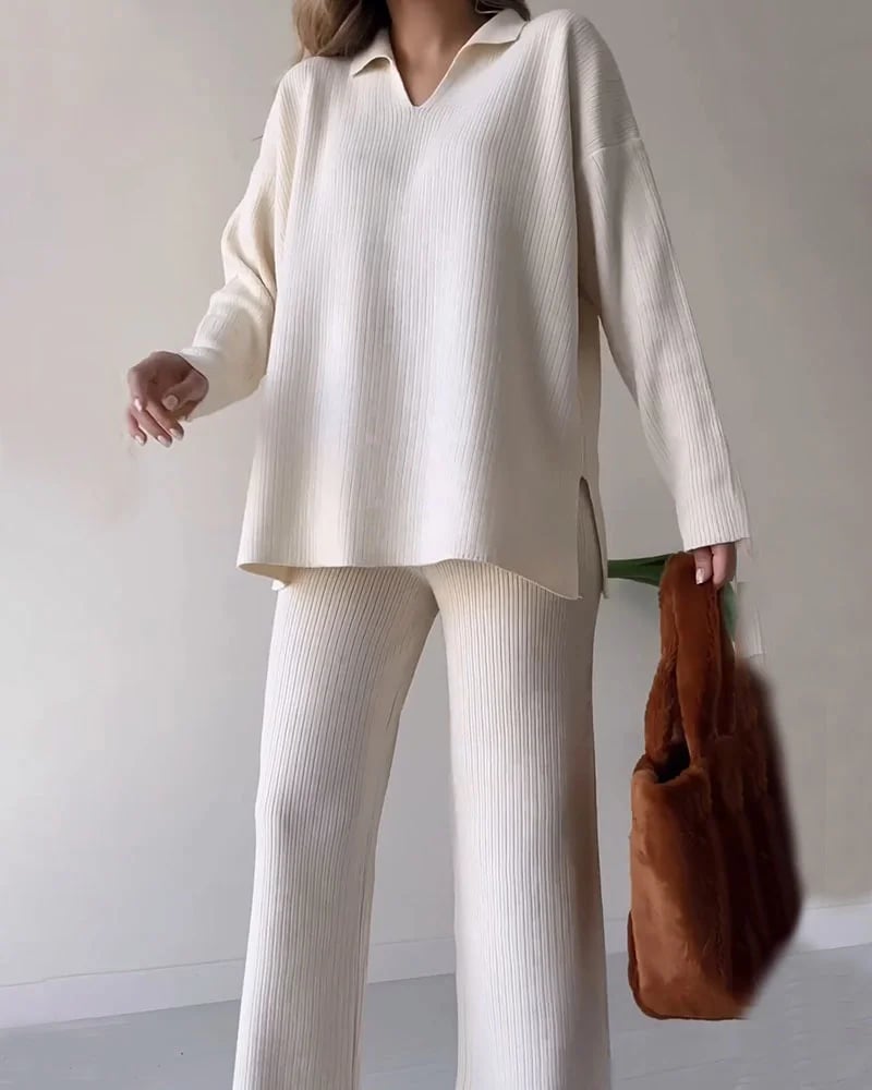 LAST DAY 🔥 V-neck casual slit knitted two-piece set
