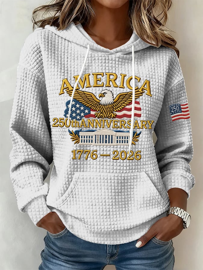 Women'S Casual Hoodie With American 250th Anniversary Print.