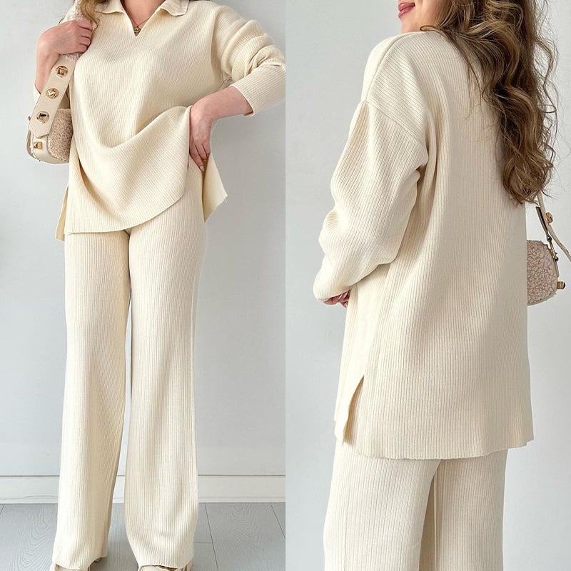 LAST DAY 🔥 V-neck casual slit knitted two-piece set