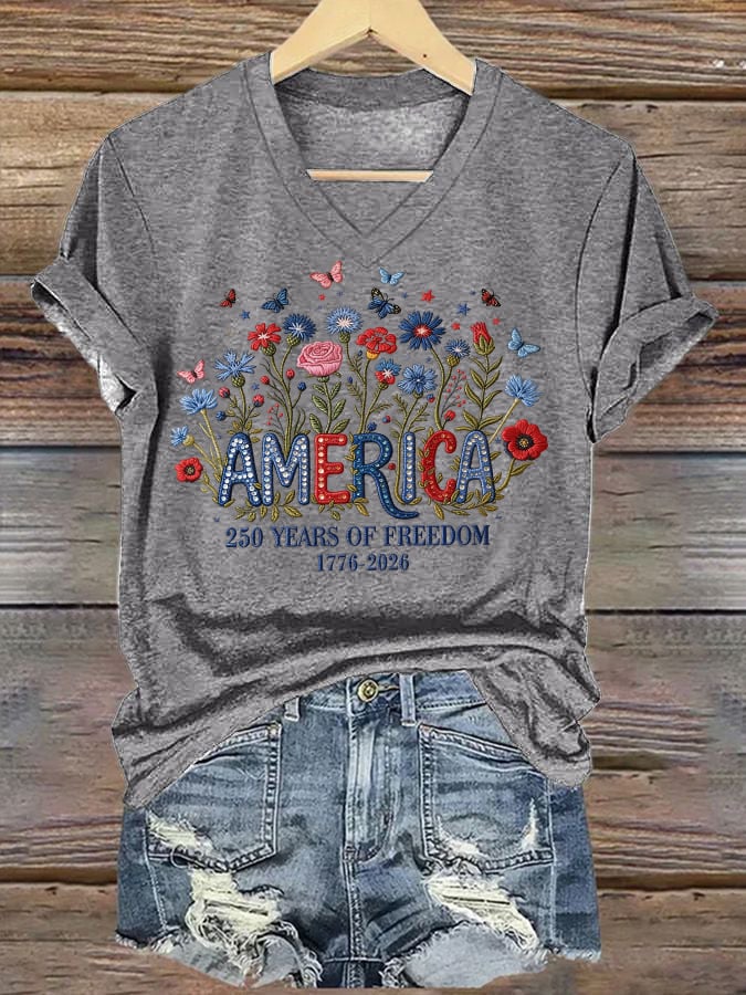 Women's casual retro American 250th  T-shirt