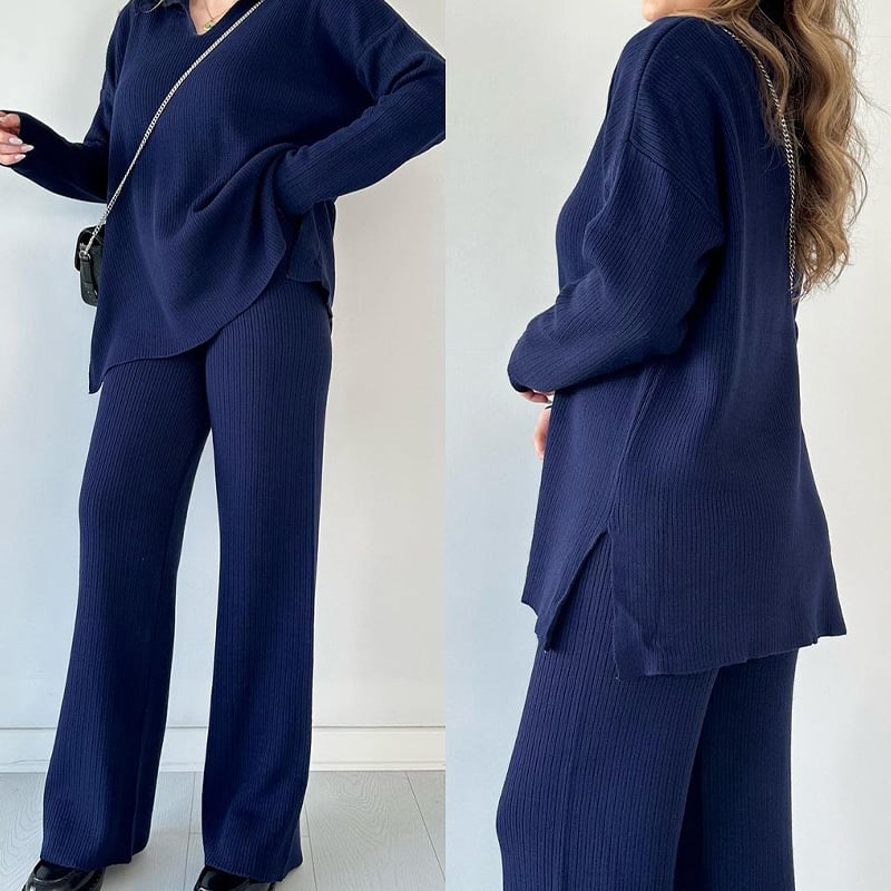 LAST DAY 🔥 V-neck casual slit knitted two-piece set
